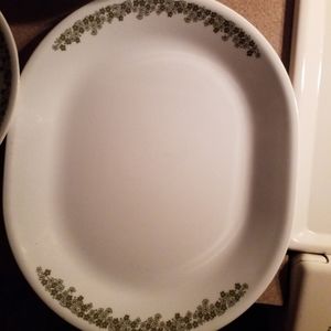 Vintage Corelle Spring Blossom Oval Serving Plate White Green Crazy Daisy